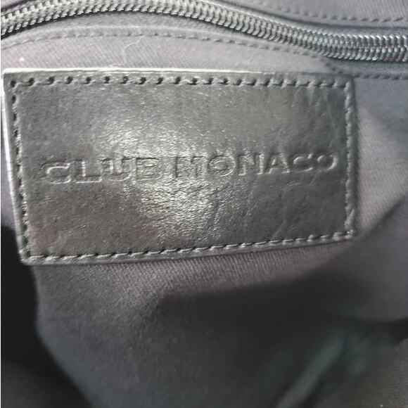 Club Monaco Black Buttery Soft Leather Clutch Purse With Wrist Handle 11" x 8.5" - Picture 10 of 10